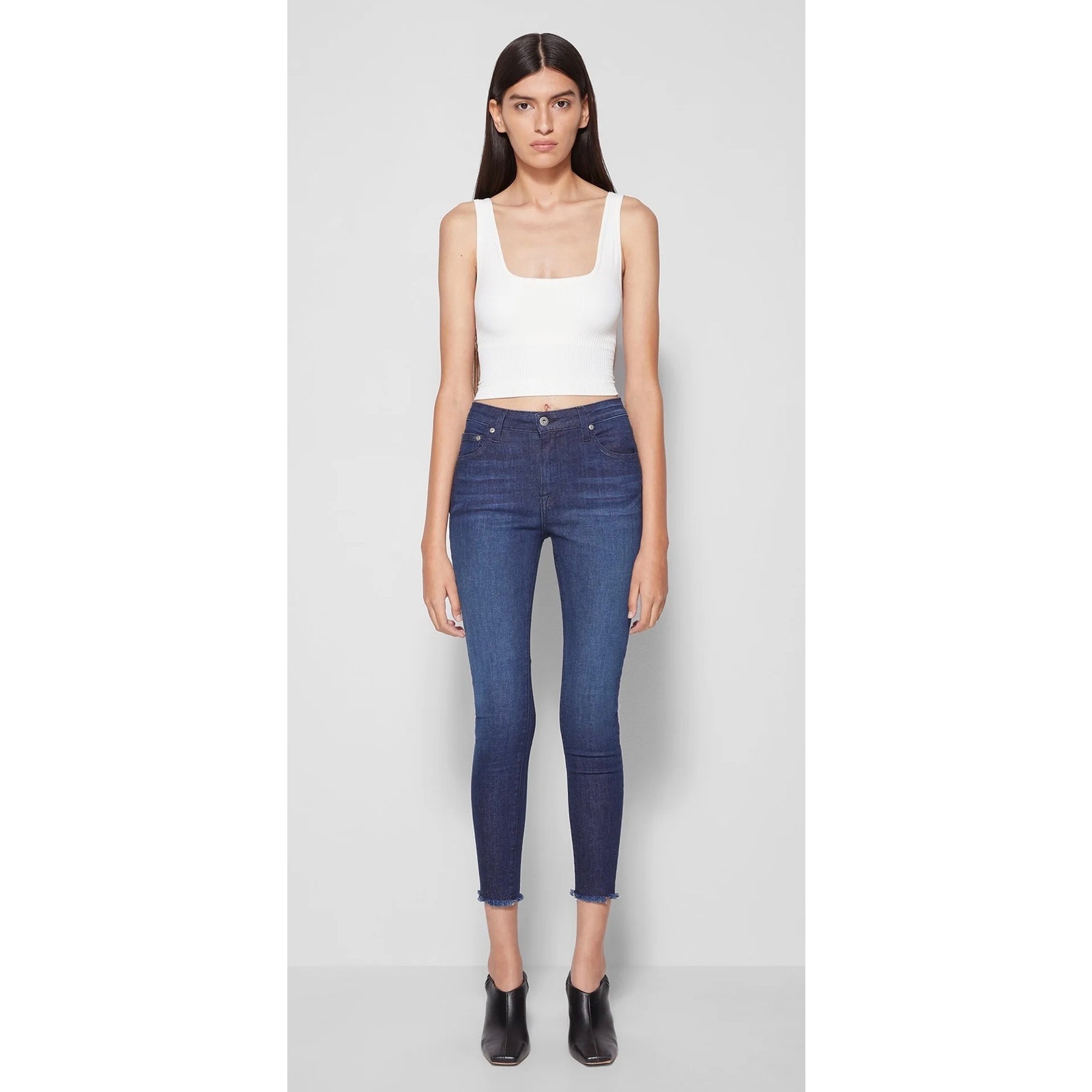 Jonathan Simkhai Blue Medium Wash Costa Mid Rise Skinny Crop Jeans Size 26